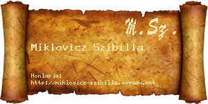 Miklovicz Szibilla névjegykártya